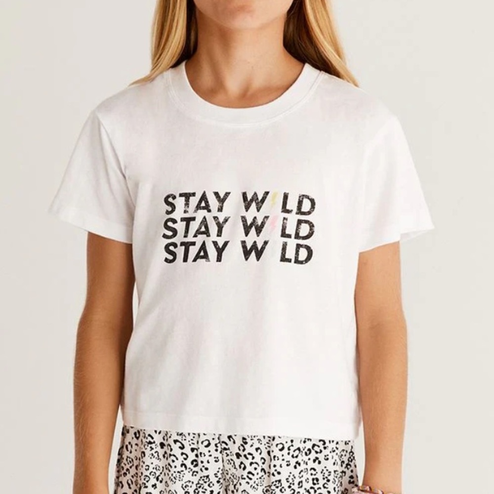 Z Supply Girls Stay Wild Tee White Thunder Bolt